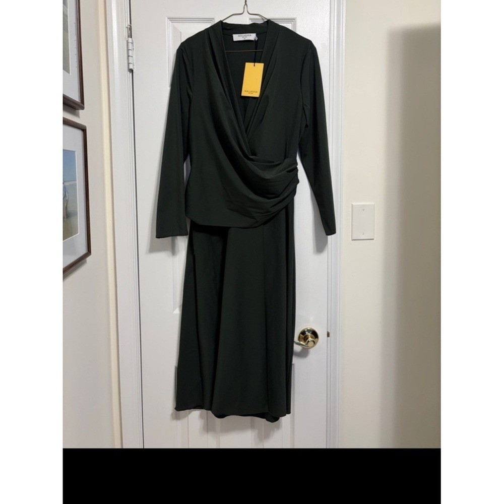 NWT M.M. Lafleur Carly Dress Stretch Crepe Dark Aloe Size 14